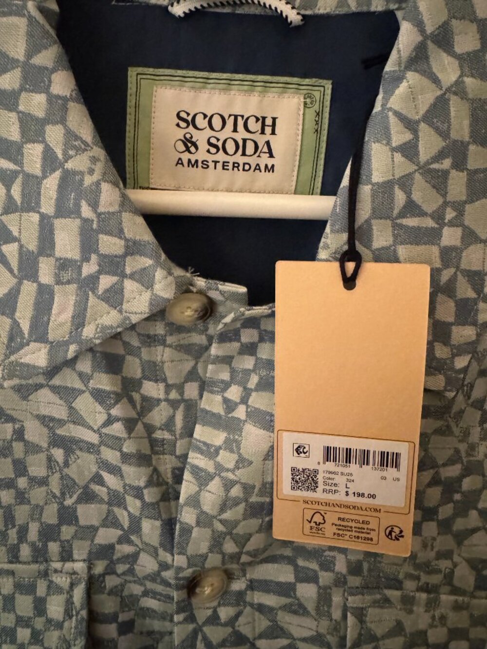 Blue Scotch & Soda patterned overshirt — Size L - Picture 2 of 4